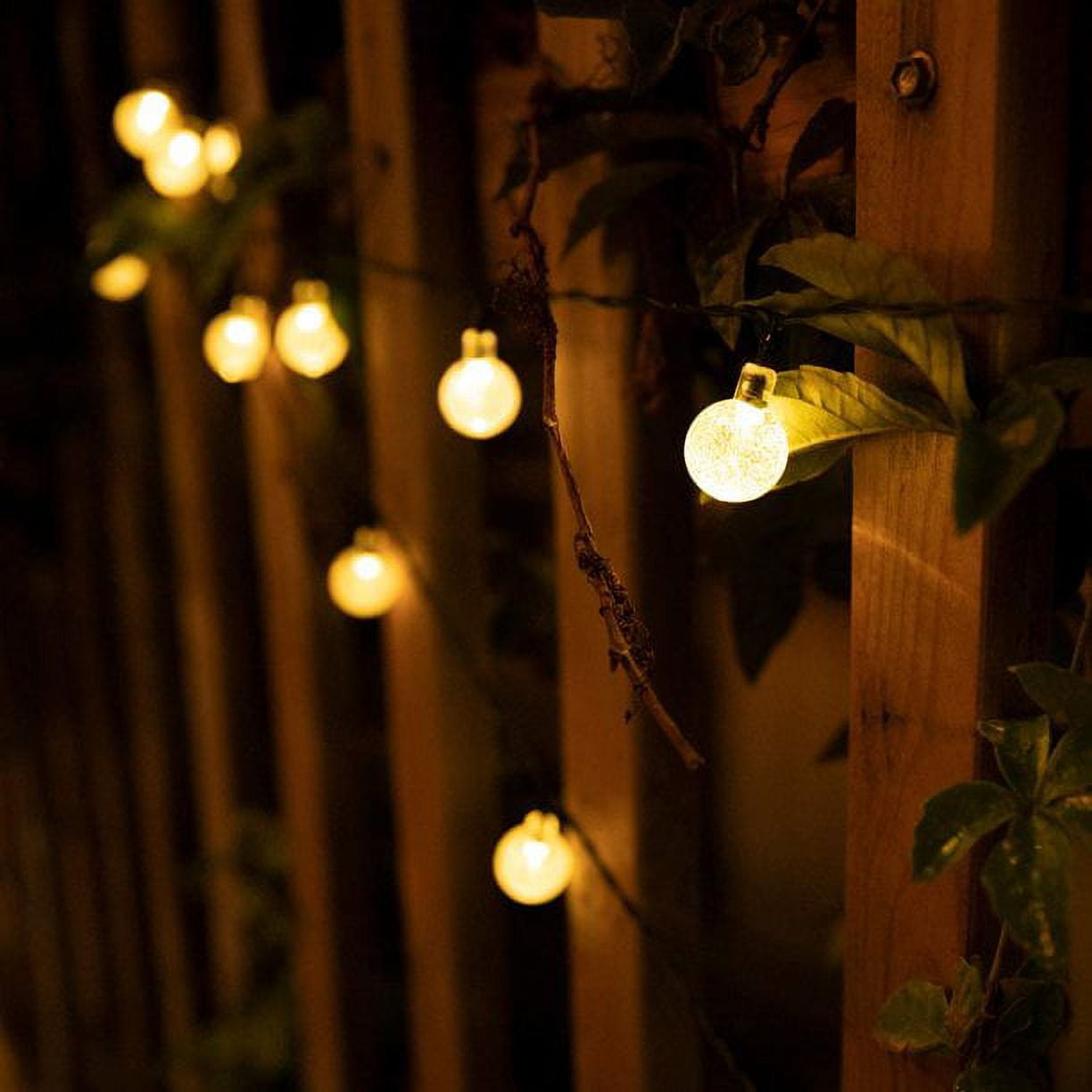 GooingTop 2 Pack Solar Outdoor String Lights Waterproof,Each 30FT 60LED Crystal Globe Solar Twinkle Fairy Lights for Patio Gazebo Yard Garden Tree Outdoor Decorations(Warm White)