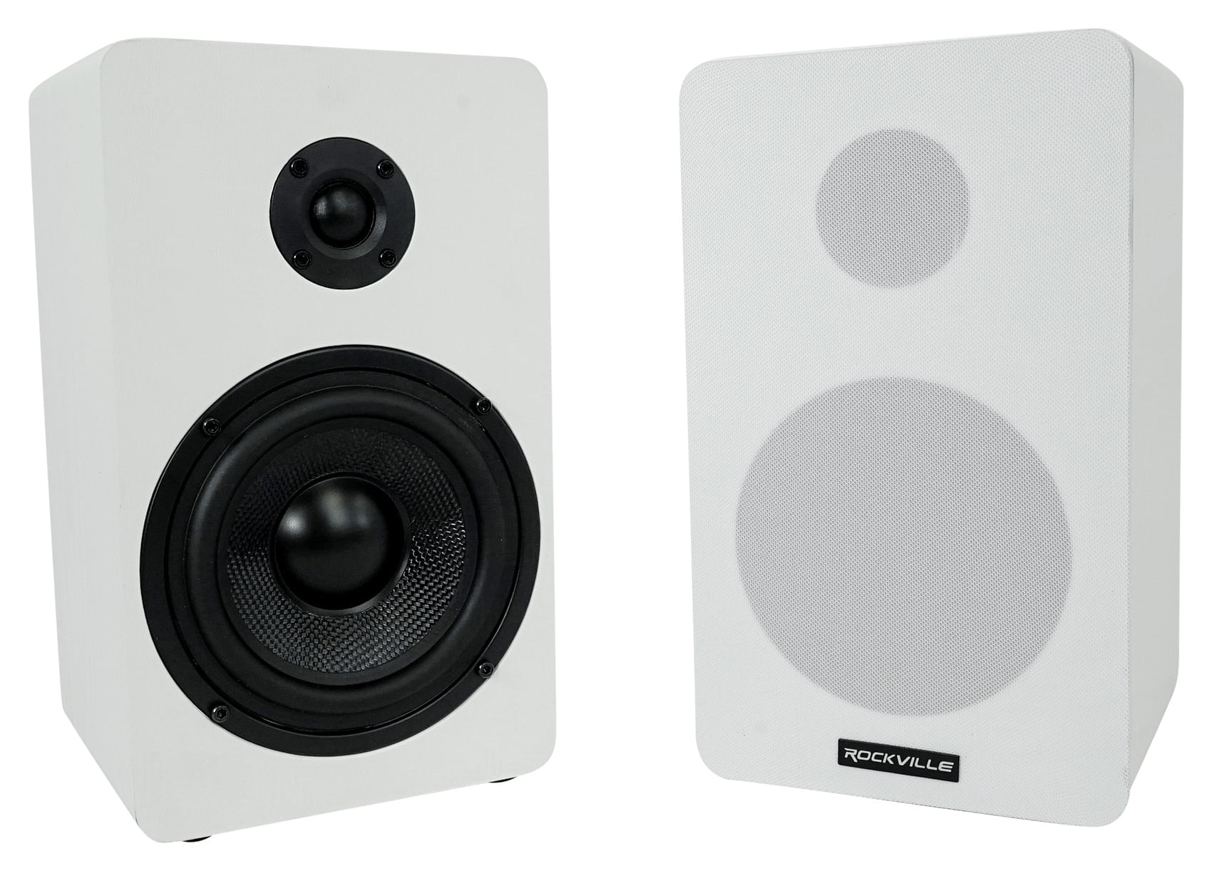 Rockville BluTube Amplifier Home Receiver+5.25" White Bookshelf Speakers+8" Sub