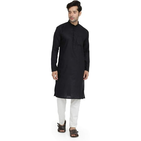 

Royal Kurta Mens Khadi Linen Kurta Pyjama Set (44 Black)