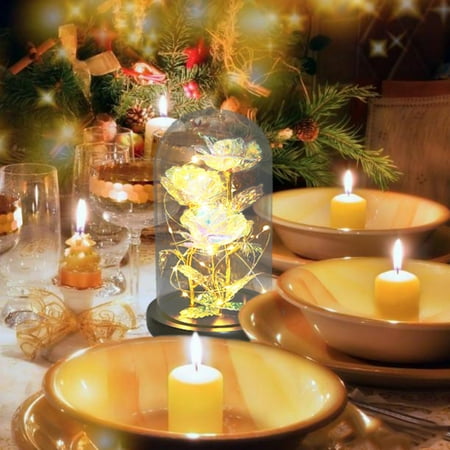 

Chiccall Valentines Day Decor Clearance Beauty and The Rose Enchanted Flower with LED Light &Red Roses. Birthday Valentines Day Gifts