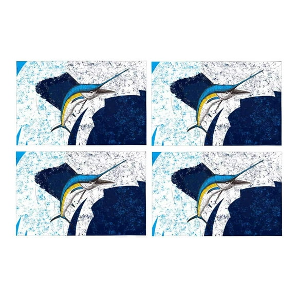 YUSDECOR Jumping Atlantic Sailfish Over an Abstract Background Placemats Table Mats for Dining Room Kitchen Table Decoration 12x18 inch,Set of 4