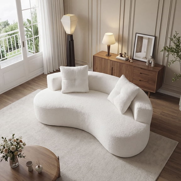 S-HOME 79.5 Inch 3 Seater Couch in Elegant Upholstered Fabric with 2 Comfortable Pillows for Living Room Decor
