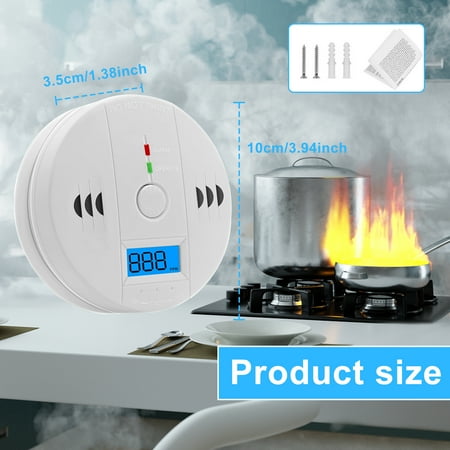SUGARDAY Carbon Monoxide Detector Battery Operated with Digital LCD Display Test/Reset Button 1 Pack