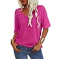 thumbnail image 4 of Sherrylily Women V-Neck Half Sleeves Oversized T Shirt Casual Loose Basic Tops, 4 of 5