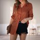 thumbnail image 1 of Blusas Casuales Camisas Camisa de seda satinada para mujer con botones y estampado de leopardo para uso diario (marrón XL) Cgtredaw Para estrenar, 1 of 5