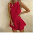 thumbnail image 2 of Abcnature Summer Dresses for Women Solid Color Tshirt Dress Casual Loose Sleeveless Tank Dress Mini Beach Dress Sundress Recommend Weight 110 to 121lb, 2 of 5
