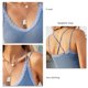 thumbnail image 3 of Camiseta sin mangas con ribete de encaje, color liso, doble tirante de espagueti, ajustada, ajustada, con espalda cruzada, para mujer, señora, chica, citas, 3 of 7