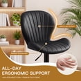 thumbnail image 3 of Exnote Bar Stools Set of 2, Modern Swivel Adjustable Bar Chairs, Faux Leather Upholstered Counter Height Bar Stools with Backrest, Comfort Barstools for Kitchen Island, Home Bar, Black, 3 of 7