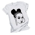 thumbnail image 2 of HOMBOM White Women Blouses Dressy 2025 Casual Graphic Tee Rolled Sleeve Print Short Sleeve Crew Neck T-shirt XL, 2 of 3