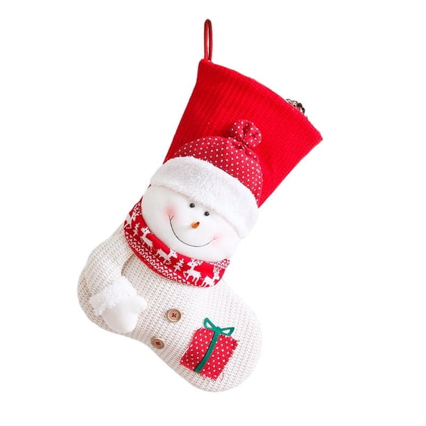 Medias navideñas de 18 pulgadas Medias navideñas grandes de muñeco de nieve en 3D para fiesta navideña Medias decorativas personalizadas Diseño de punto cálido para hombres Mujeres Niños Regalos