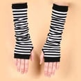 thumbnail image 2 of Guantes Largos Rayados Rayas Sin Dedos Cosplay Kawaii Grunge, 2 of 5