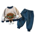 thumbnail image 2 of Godderr Toddler Baby Boys 2Pcs Fleece Sweatshirt Pants Set Fall Winter Sweatsuit Outfit Cute Long Sleeve Newborn Thick Warm Tracksuits for 5M-5Y, 2 of 7