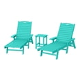 thumbnail image 3 of WestinTrends Malibu 3-Piece Outdoor Chaise Lounge Set with Side Table, All-Weather Poly Lumber, 5-Position Backrest, Lawn Pool Patio Furniture, Turquoise, 3 of 14