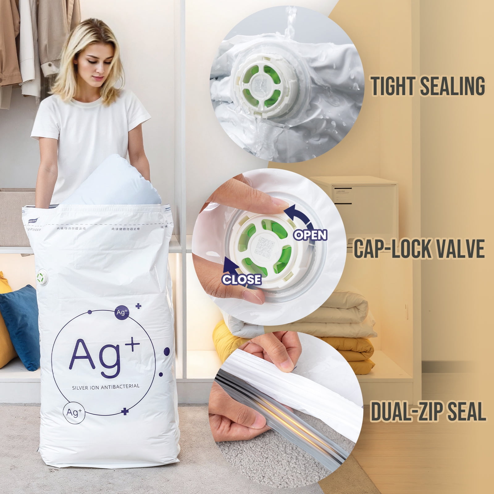 TAILI Vacuum Storage Bags Jumbo Cube, 6 Pack, 31x40x15 inches, for Clothes Comforters Blankets Bedding