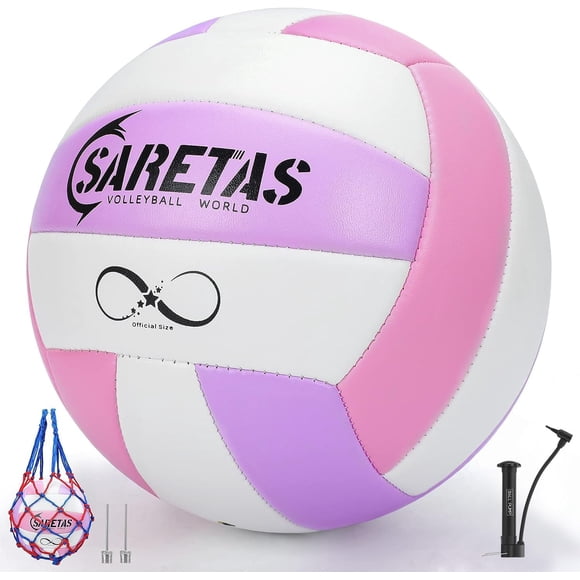 Saretas de voleibol oficiales para niñas, talla 5, con bomba y agujas