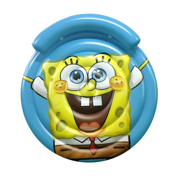 SpongeBob SquarePants 60" Pool Island Inflatable Pool Float with Detachable Headrest, Inflatable Water Fun, Ages 3 