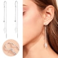 thumbnail image 4 of HANXIULIN Tassel Earrings Long Dangle Earrings Long Leaf Tassel Earrings Silver Leaf Hook Earrings Jewelry Girls for Women Girls, 4 of 9