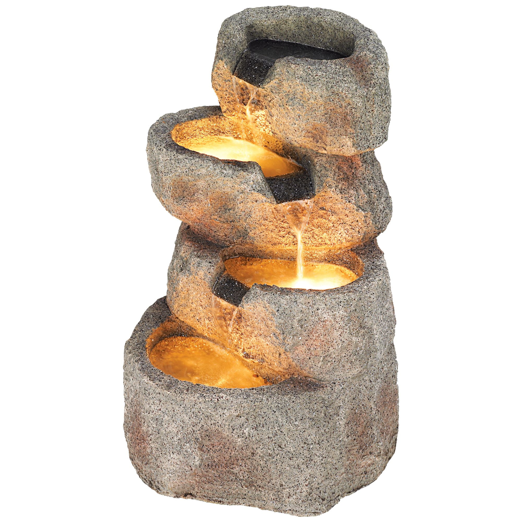 Glacial Rock Zen 30" High Large Rustic Indoor Outdoor Decor Faux Stone Floor Fountain with Light LED Waterfall