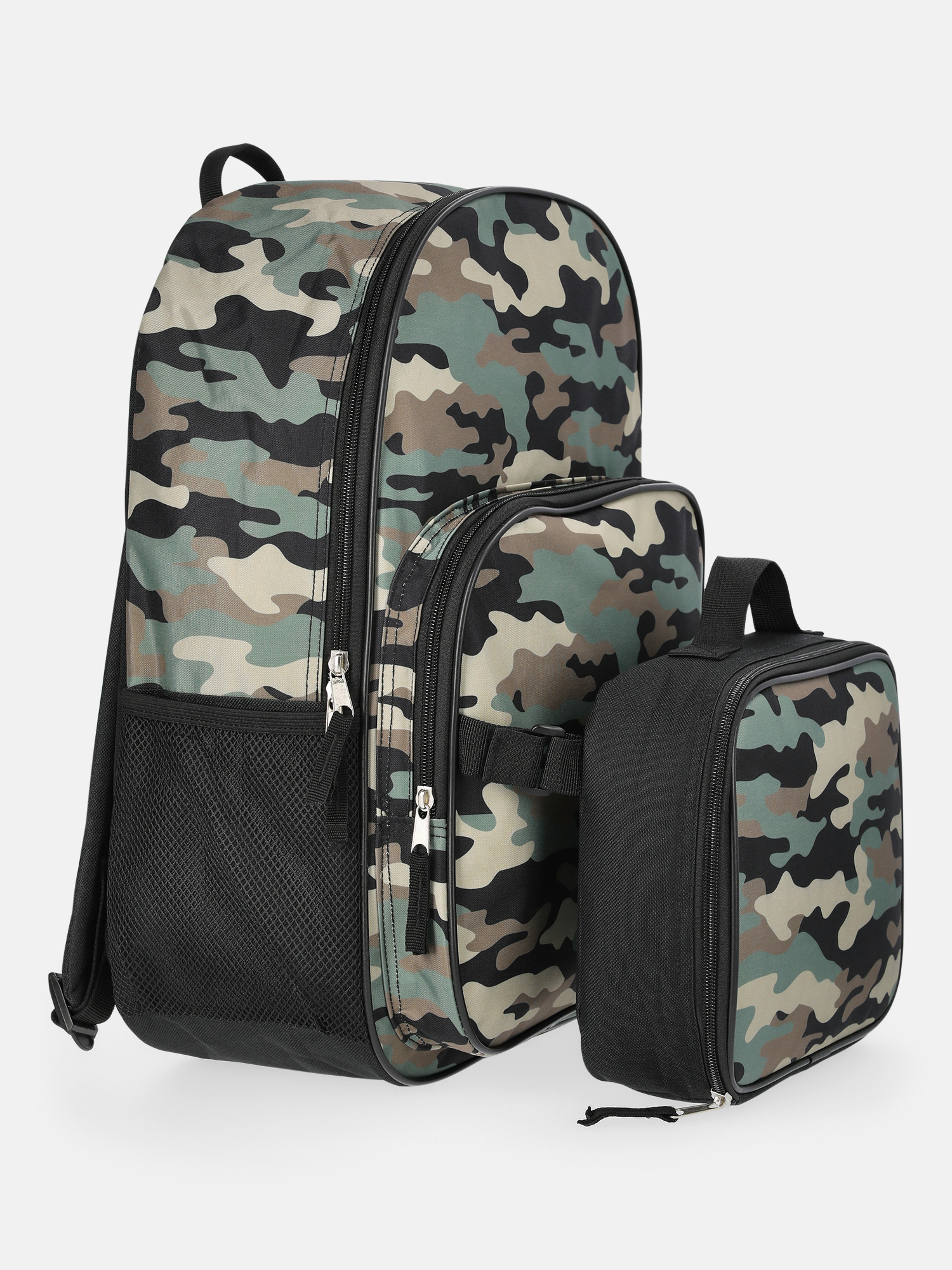 Set de mochila y lonchera de camuflaje para niño de 17", negro 3