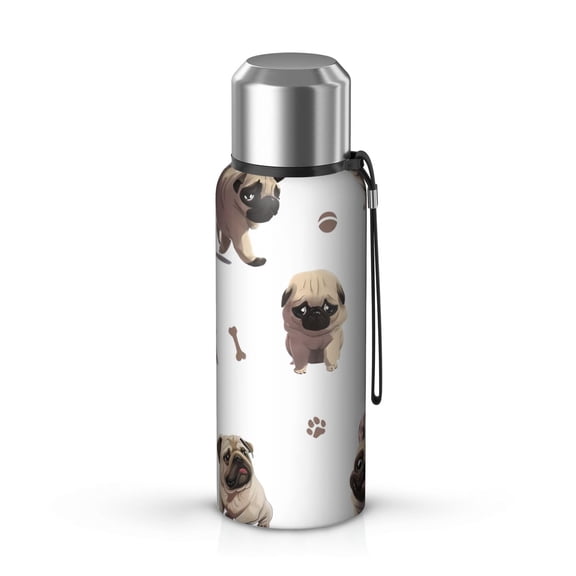 20 Oz Pug and Footprint Coffee Tumbler Double Wall Insulated Stainless Steel Water Bottle | Metal Reusable Thermoses Flask with Cup Cap | Leak & Sweat Proof with Anti-Dust Lid