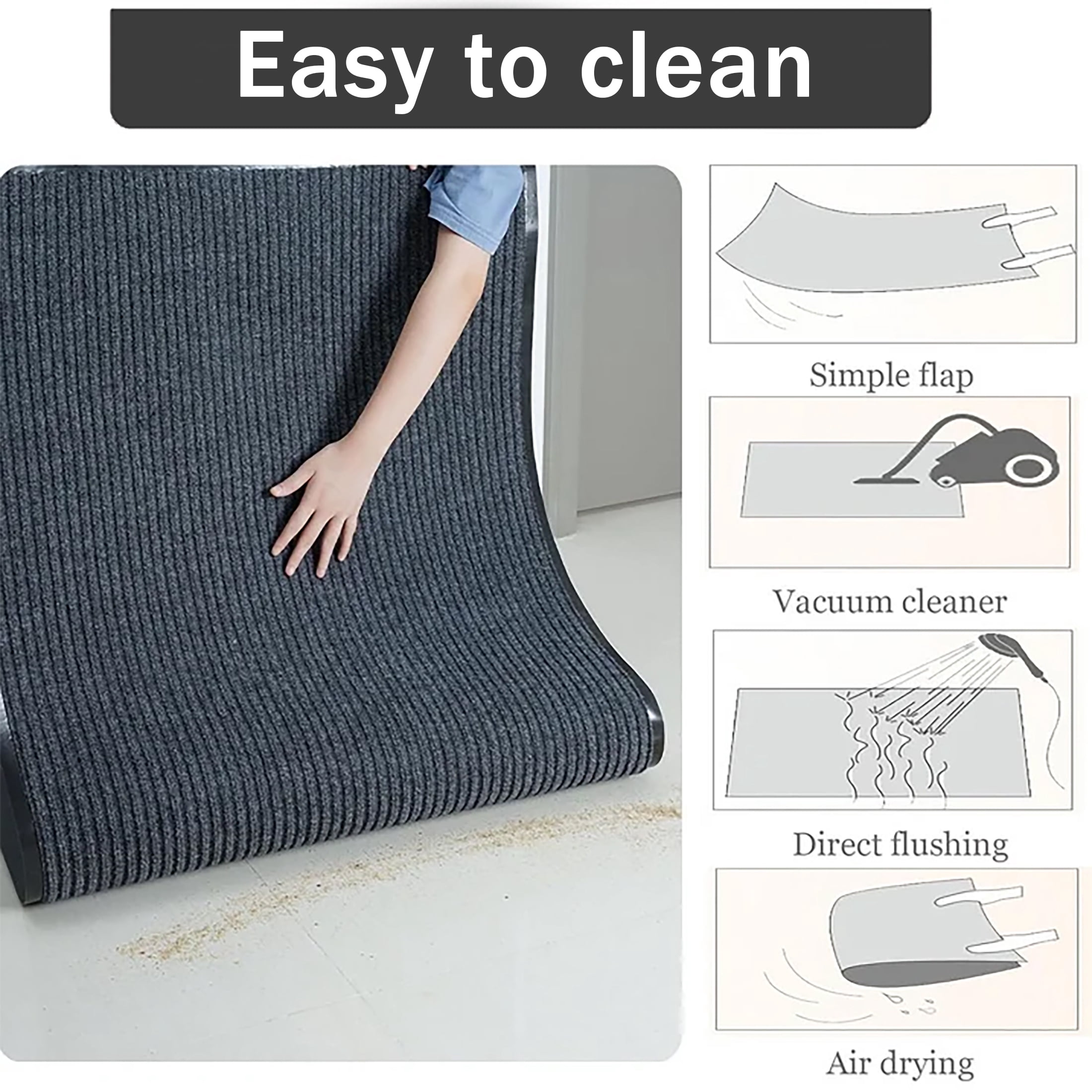 OVYEOFR Utility Rug, 3ft x 10ft Hallway Runner Rug, Commercial Floor Mat Entrance Doormat, Grey