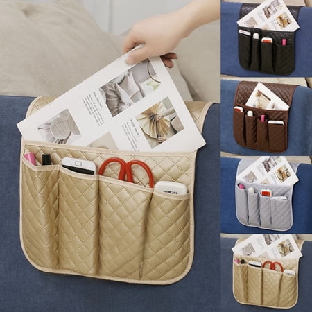 VIVIHEYDAY Sofa Armrest Organizer with 5 Pockets Recliner Couch Armchair Storage Bags PU Leather Sofa Holder Bag