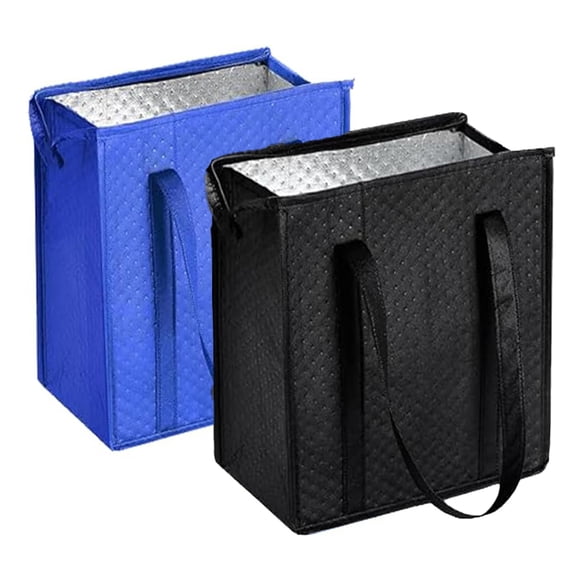 Insulated Thermal Tote Bag with Zipper, Reusable Grocery Cooler Bag for Food Drinks and Produce, Foldable for Shopping and Travel