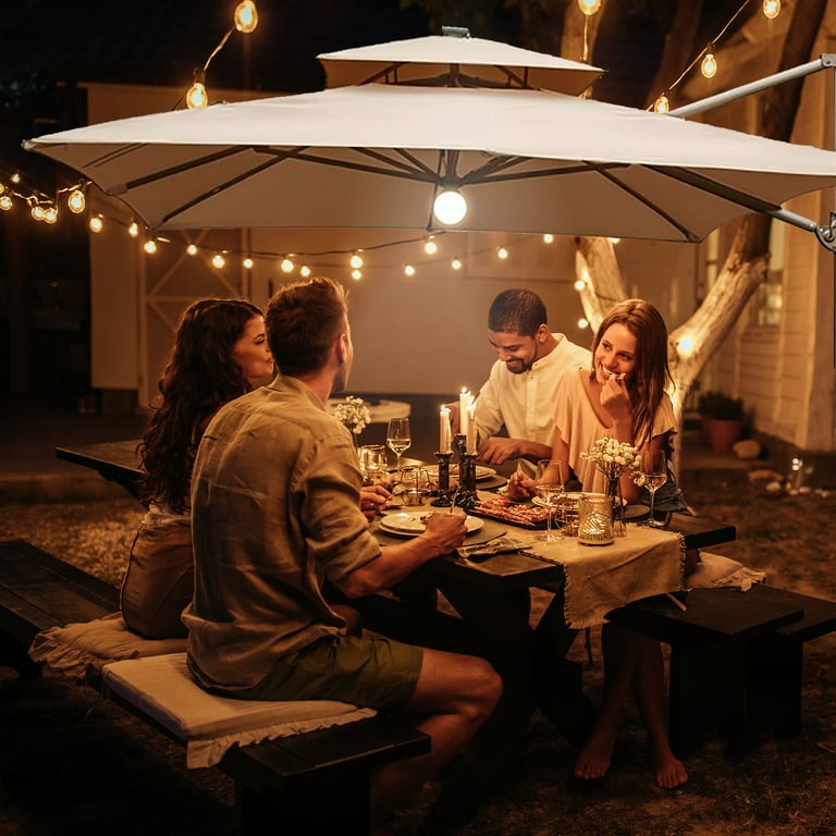 discount offset patio umbrella 10 ft Steel Crank-lift Cantilever Umbrella With Weighted Base
