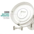 thumbnail image 5 of OVENTE 8.5" Lighted Wall Mount Makeup Mirror, 1X & 7X Magnifier, Adjustable Double Sided Round LED, Extend, Retractable & Folding Arm, Compact & Cordless, Battery Powered Nickel Brushed MFW85BR1X7X, 5 of 10