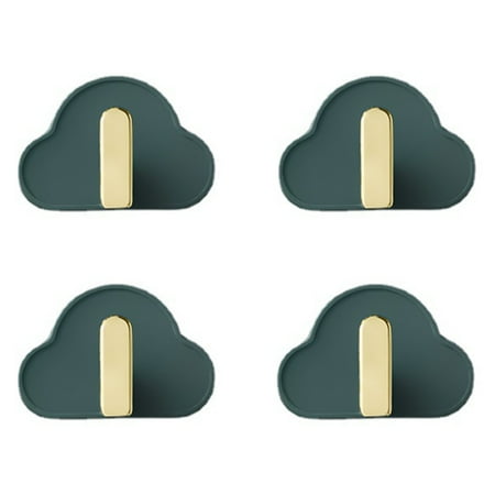 

GeweYeeli 4 Pieces Cloud Shape Wall Hooks Seamless Stickers Bag Earphone Clothes L Type Keys Entrance Hanger Home Office Dorm Dark green