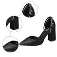 thumbnail image 5 of Womens Sandals 2024 Spring Fashion Versatile High Heel Square Heel Pointed Hollow Sandals Black 42, 5 of 8