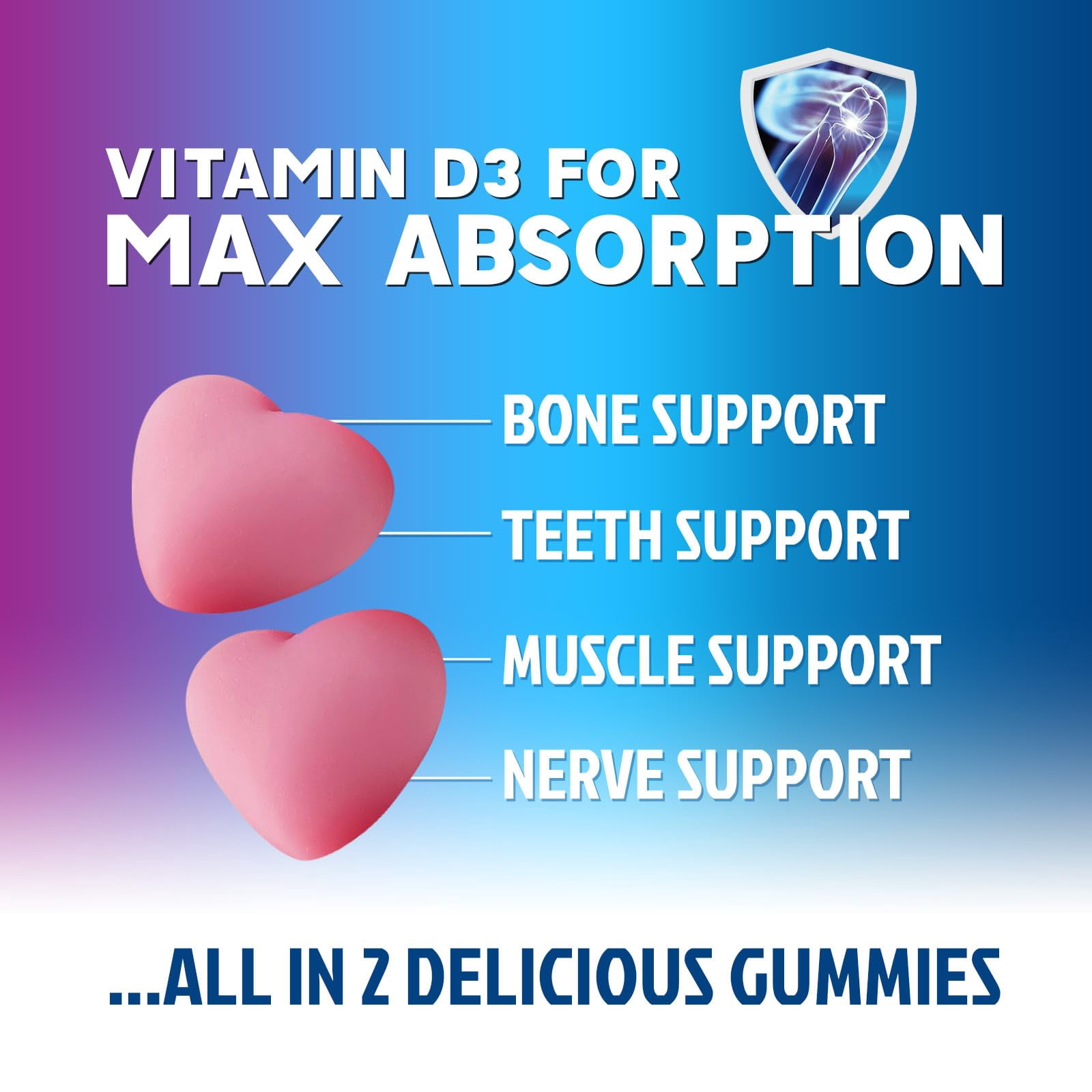 Calcium Supplement Gummies - Sugar Free Calcium Gummy with Vitamin D3 for Best Absorption - Supports Immune Health, Bones & Teeth - Nature's Calcium Chews for Women & Men - Berry Flavor - 120 Gummies