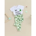 thumbnail image 2 of Toddler Baby Boy Girl St. Patrick's Day Outfit Short Sleeve Mr Lucky Chaim T-Shirt Top +Clover Pants Set Summer Clothes, 2 of 7