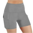 thumbnail image 4 of Ribbed High Waist Running Shorts for Women Summer Tummy-Control Workout Shorts Side Pocket Butt Lifting Biker Shorts Gray, XL, 4 of 7