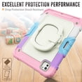 thumbnail image 4 of for iPad Pro 11 Inch 5th Gen 2024 Kids Case Heavy Duty Rugged Shockproof Silicone Hybrid Protective Case Cover Stand + Pencil Holder + Screen Protector for iPad Pro 11 2024 - Colorful Pink, 4 of 8