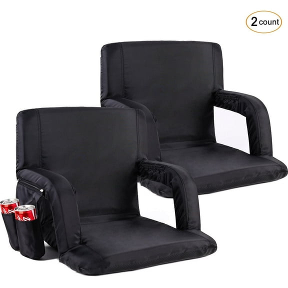 Seamander Large Foldable Black Stadium Seat with 2 Seats