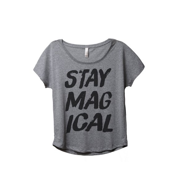 Thread Tank Stay Magical Women's Relaxed Slouchy Dolman T-Shirt Tee Heather Grey Small
