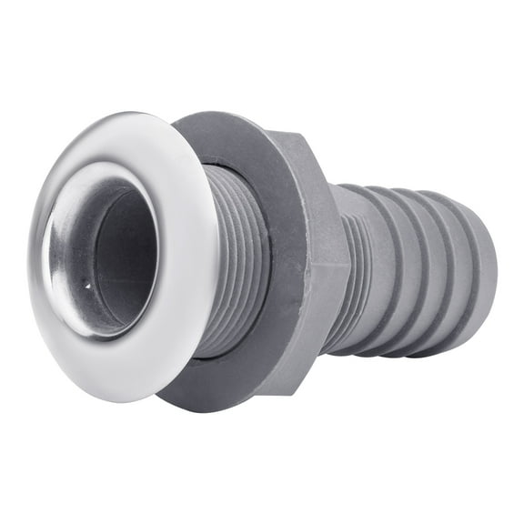 White Water 6651N Stainless Steel/Nylon Straight Thru-Hull with Barb (3/4")