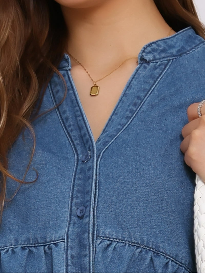 Inspire Chic Women's Maternity Denim Dress Long Sleeves Cotton Button Down Fall Shirt Dresses XL Blue Inspire Chic Women's Maternity Denim Dress Long Sleeves Cotton Button Down Fall Shirt Dresses XL Blue