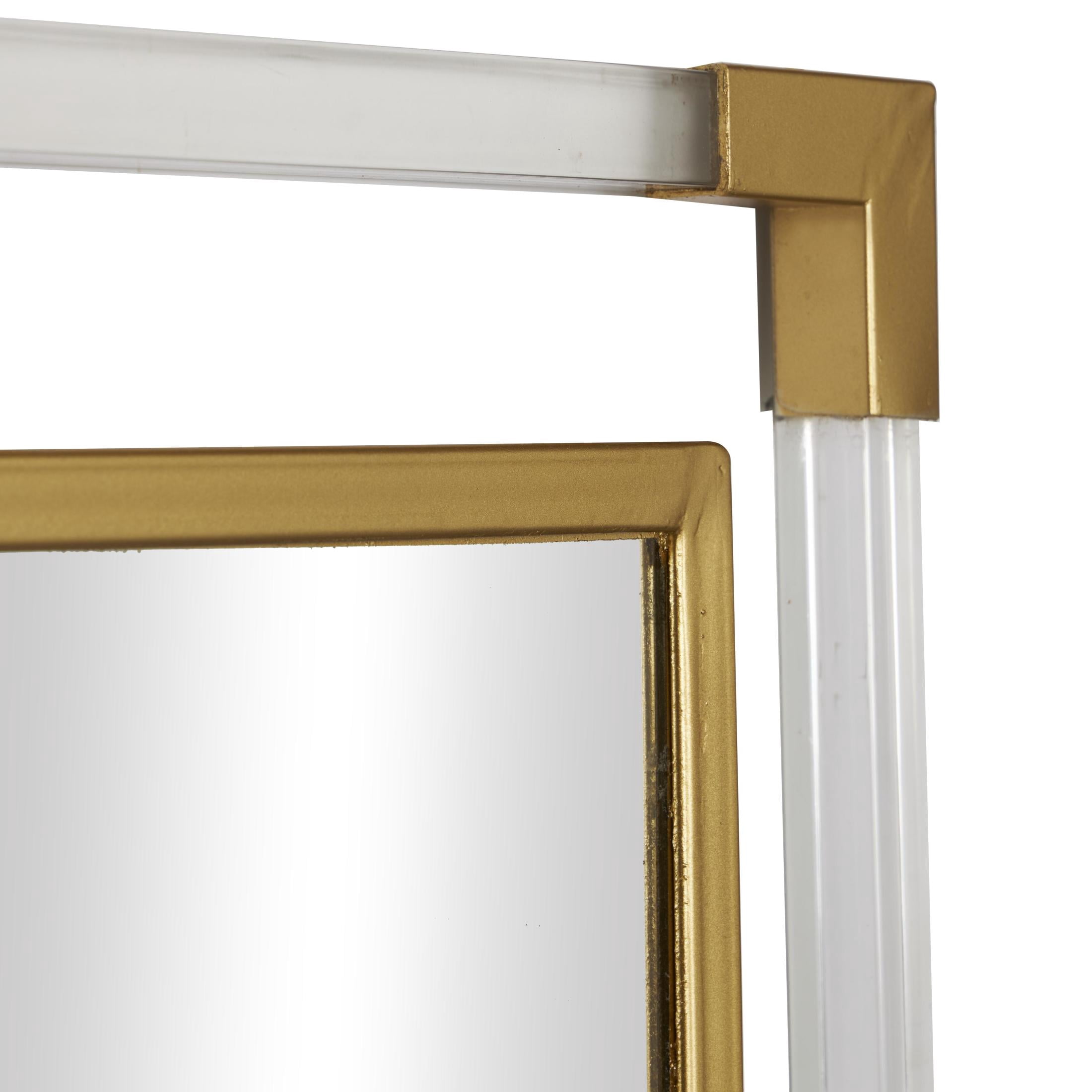 DecMode 28" x 38" Gold Double Framed Wall Mirror with Acrylic Frame