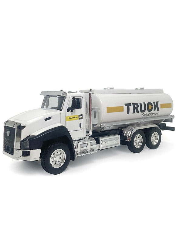 Ficcug Friction Powered Tanker Trailer Truck Toy,Engineering Toy Vehicle & Diecast Car,1/50 Scale Metal Collectible Model Cars,Pull Back Car Toys with Opening Doors for Boys and Girls