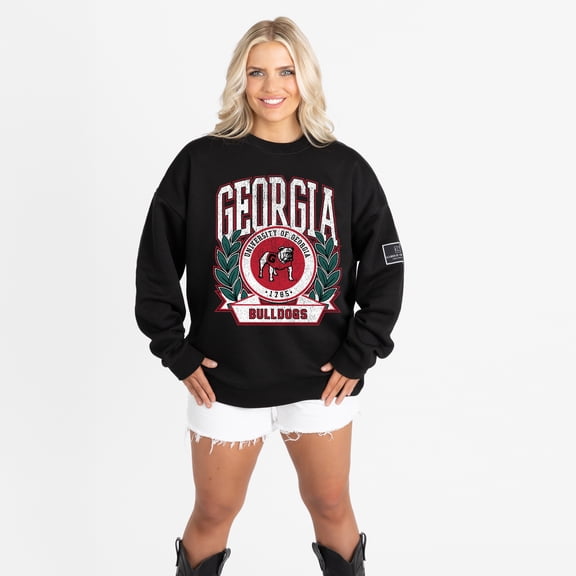 Women's Gameday Couture Black Georgia Bulldogs Oversized Victory Lane Black Label Premium Sweatshirt