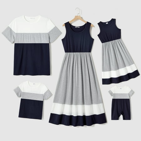 

PatPat Family Matching Colorblock Tank Dresses and Short-sleeve T-shirts