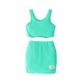 thumbnail image 2 of Wavsuf 4-7 Years Summer Bright Color Short Top + Solid Color Short Skirt Girls' Suit Mint Green Size 5Y, 2 of 3