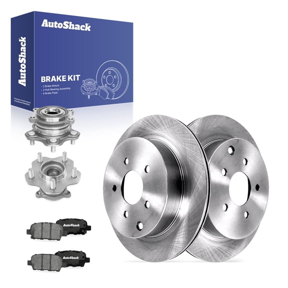 AutoShack Rear Brake Rotors, Ceramic Pads & Hub Bearing Assemblies for Nissan & INFINITI, Pathfinder 2013-2020 Murano 2015-2022 QX60 2014-2020, AWD 4WD L4 2.5L V6 3.5L - 12.12" (307.8 mm), 5-Lug