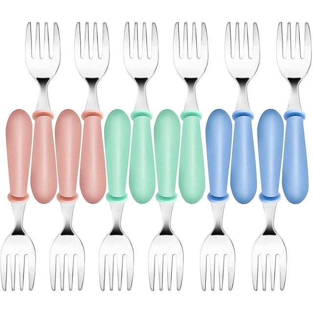 12 Pcs Toddler Forks Toddler Utensils, Stainless Steel Baby Forks, Kids Silverware Children's Cutlery Set for Feeding