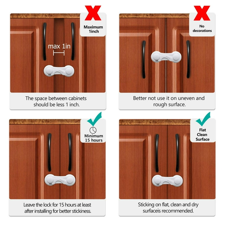 10 Pieces Child Safety Cabinet Locks Proofing Cabinet Locks for Baby with Strong Adhesive Tape Easy to Install Protection Lock for Cabinets Drawers Fridge Oven Appliances Toilet Seat Walmart