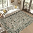 thumbnail image 2 of 8x10 Rugs Soft Vintage Large Neutral Area Rugs Boho Farmhouse Low Pile Non-Slip Indoor Carpet Rugs Dining Room Home (Beige/Blue 8'x10'), 2 of 6