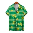 thumbnail image 2 of Camisas de playa de verano de Hawái 2024, camisa para hombre y mujer, camisa de pareja con solapa estampada de trébol de cuatro hojas, camisas florales verdes, 2 of 4