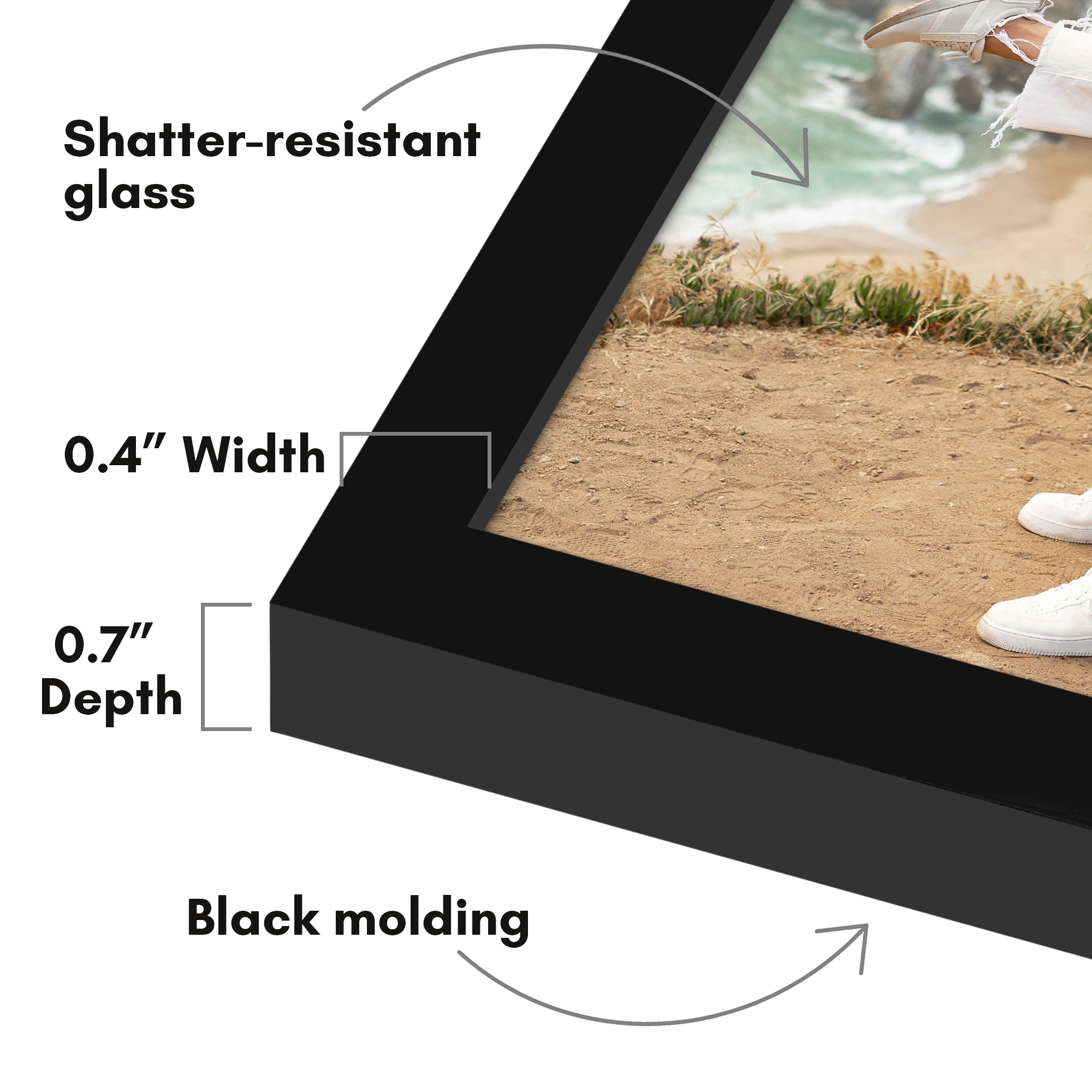 Americanflat 10x14 Picture Frame with Shatter-Resistant Glass Streamline Collection Thin Border Wall - Black